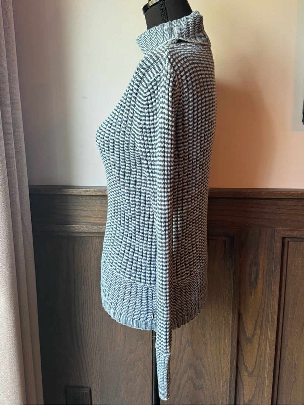 Calvin Klein green striped Ribbed Turtleneck Sweater small - Picture 3 of 7